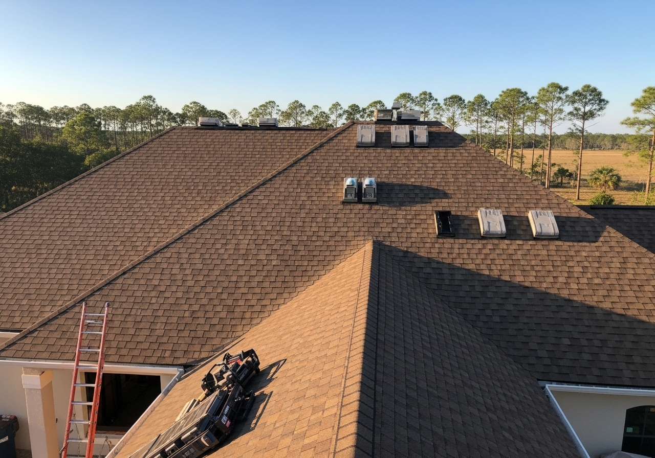 Premium shingle roof installation on new custom home construction in Monticello